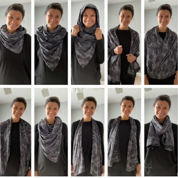 Lululemon Vinyasa Scarf - Striped - Gray/Black - Like New Condition - Picture 5 of 6